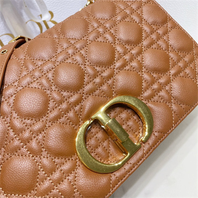 cd large di.or caro bag S*pple cannage calfskin gold tone metal caramel