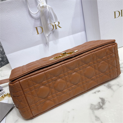 cd large di.or caro bag S*pple cannage calfskin gold tone metal caramel