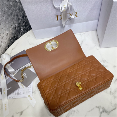 cd large di.or caro bag S*pple cannage calfskin gold tone metal caramel