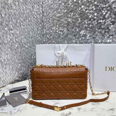 cd large di.or caro bag S*pple cannage calfskin gold tone metal caramel