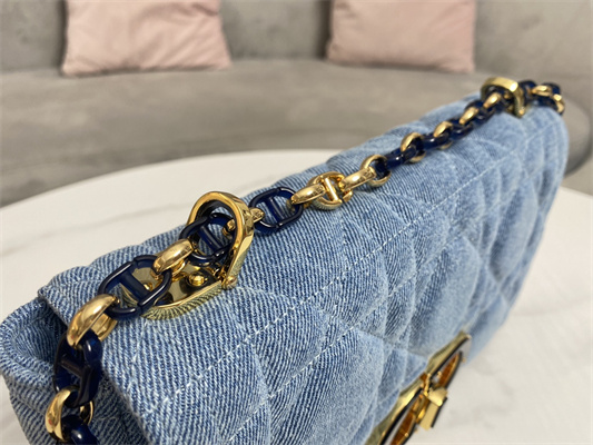 CD Medium Di.or Caro Bag Macrocannage Denim Blue