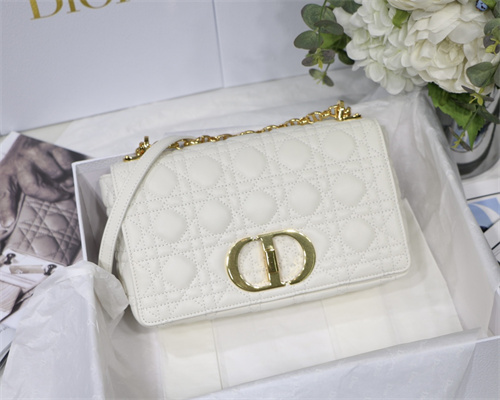 cd medium di.or caro bag S*pple cannage calfskin gold tone metal white