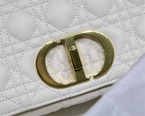 cd medium di.or caro bag S*pple cannage calfskin gold tone metal white