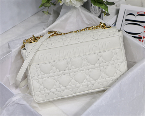 cd medium di.or caro bag S*pple cannage calfskin gold tone metal white