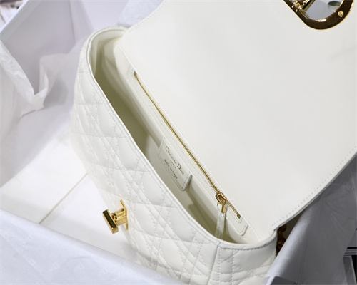 cd medium di.or caro bag S*pple cannage calfskin gold tone metal white