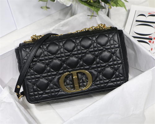 cd medium di.or caro bag S*pple cannage calfskin gold tone metal black