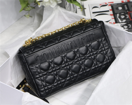 cd medium di.or caro bag S*pple cannage calfskin gold tone metal black