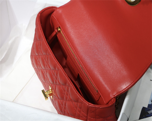 cd medium di.or caro bag S*pple cannage calfskin gold tone metal red