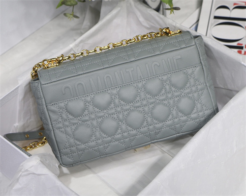 cd medium di.or caro bag S*pple cannage calfskin gold tone metal stone grey