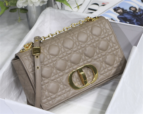 cd medium di.or caro bag S*pple cannage calfskin gold tone metal taupe