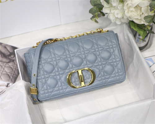cd medium di.or caro bag S*pple cannage calfskin gold tone metal blue