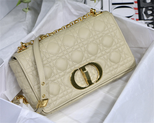 cd medium di.or caro bag S*pple cannage calfskin gold tone metal beige