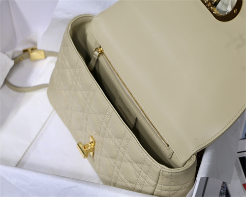 cd medium di.or caro bag S*pple cannage calfskin gold tone metal beige