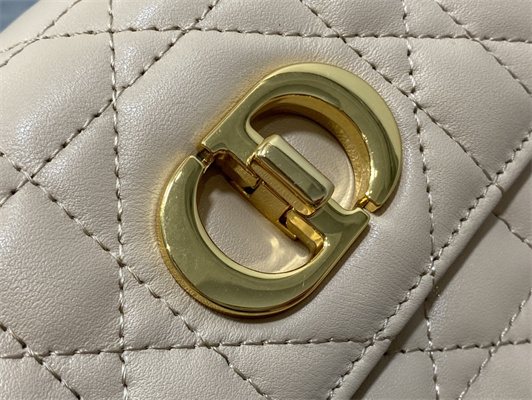 CD Miss Caro Mini Bag Macrocannage Lambskin Gold Tone Metal Beige