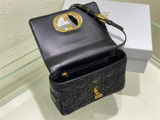 cd small di.or caro bag S*pple cannage calfskin gold tone metal black