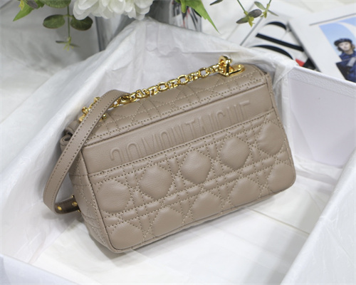 cd small di.or caro bag S*pple cannage calfskin gold tone metal taupe