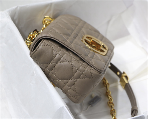 cd small di.or caro bag S*pple cannage calfskin gold tone metal taupe