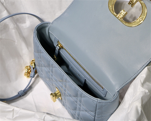 cd small di.or caro bag S*pple cannage calfskin gold tone metal blue
