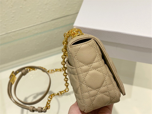 cd small di.or caro bag S*pple cannage calfskin gold tone metal beige