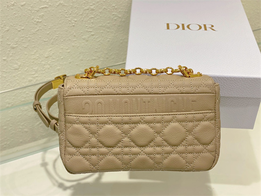 cd small di.or caro bag S*pple cannage calfskin gold tone metal beige