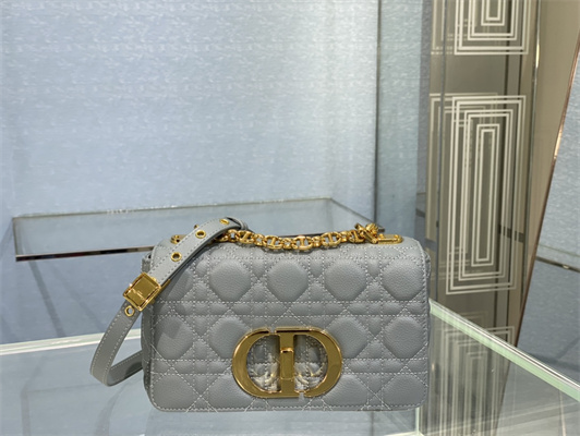 cd small di.or caro bag S*pple cannage calfskin gold tone metal stone grey