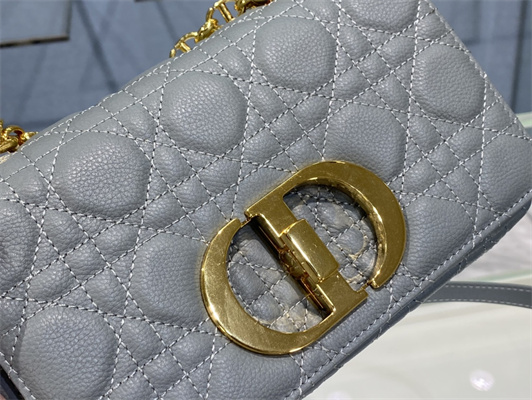 cd small di.or caro bag S*pple cannage calfskin gold tone metal stone grey