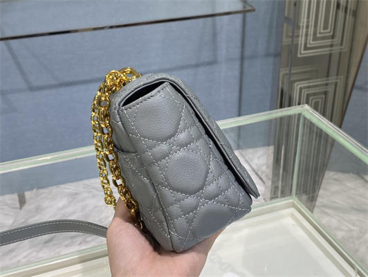 cd small di.or caro bag S*pple cannage calfskin gold tone metal stone grey