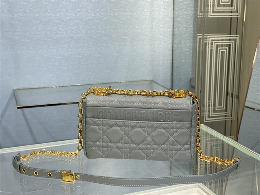 cd small di.or caro bag S*pple cannage calfskin gold tone metal stone grey
