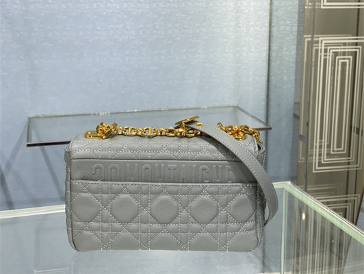 cd small di.or caro bag S*pple cannage calfskin gold tone metal stone grey