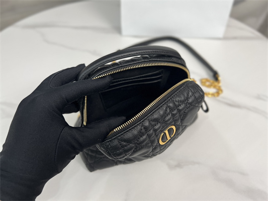 cd caro d-cosy mini bag S*pple cannage calfskin gold tone metal black