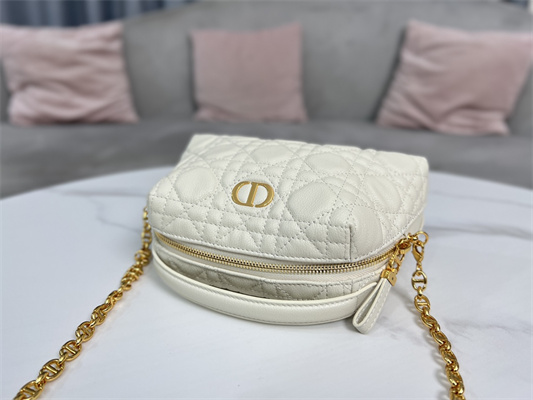 cd caro d-cosy mini bag S*pple cannage calfskin gold tone metal cream