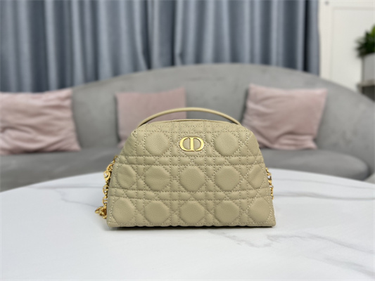 cd caro d-cosy mini bag S*pple cannage calfskin gold tone metal beige