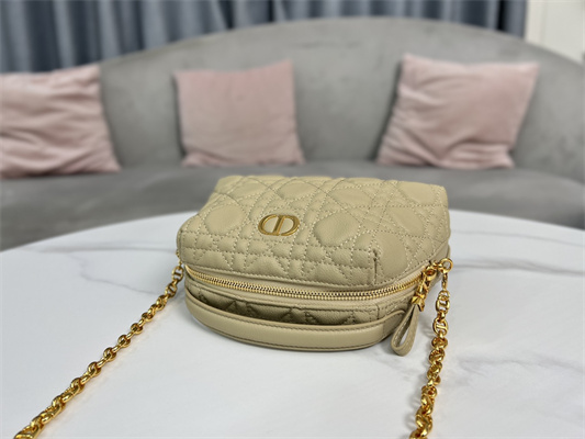 cd caro d-cosy mini bag S*pple cannage calfskin gold tone metal beige