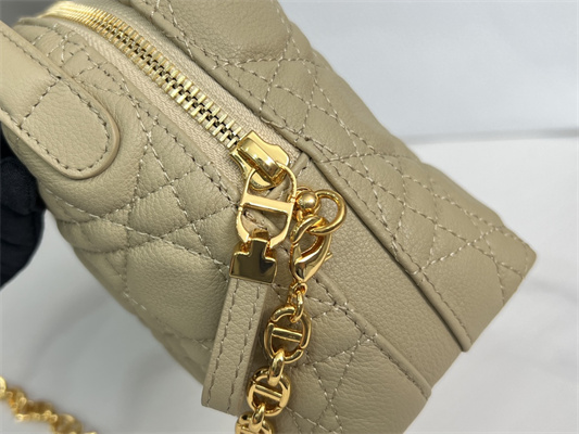 cd caro d-cosy mini bag S*pple cannage calfskin gold tone metal beige