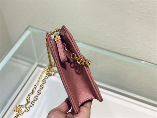 cd caro zipped pouch S*pple cannage calfskin gold tone metal pink