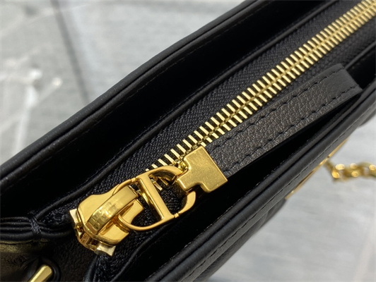 cd caro zipped pouch S*pple cannage calfskin gold tone metal black