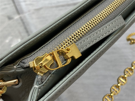 cd caro zipped pouch S*pple cannage calfskin gold tone metal stone grey