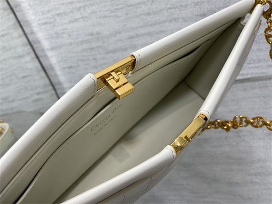 CD Caro Colle Noire Clutch with Chain Latte Cannage Lambskin Gold Tone Metal