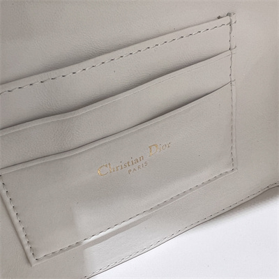 CD Caro Box Bag Macrocannage Calfskin Gold Tone Metal White