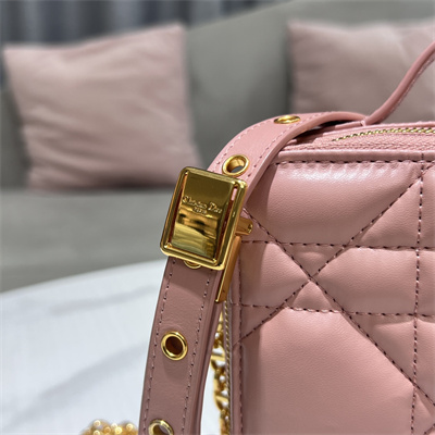 CD Caro Box Bag Macrocannage Calfskin Gold Tone Metal Pink