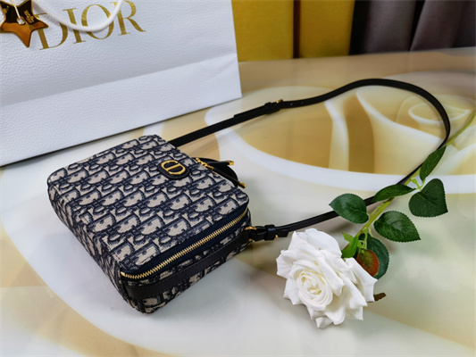 CD 30 Montaigne Box Bag Blue Oblique Jacquard Gold Tone Metal