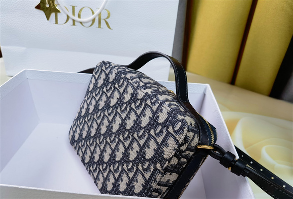 CD 30 Montaigne Box Bag Blue Oblique Jacquard Gold Tone Metal