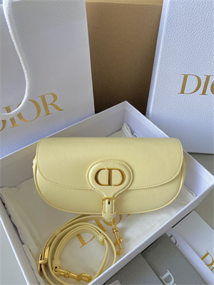CD Di.or Bobby East-West Bag Box Calfskin Pale Yellow