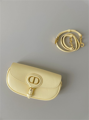 CD Di.or Bobby East-West Bag Box Calfskin Pale Yellow