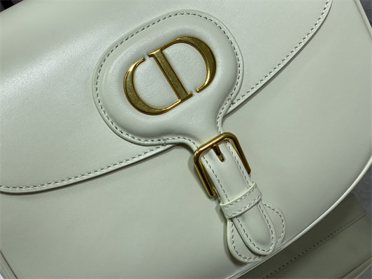 CD Large Di.or Bobby Bag Latte Box Calfskin With Blue Di.or Oblique Emb Shoulder Strap