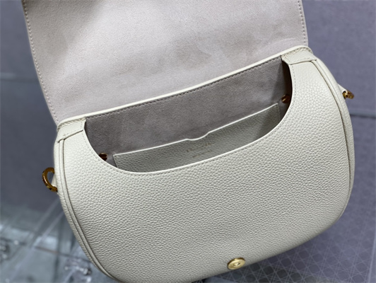 CD Large Di.or Bobby Bag White Grained Calfskin With Blue Di.or Oblique Emb Shoulder Strap