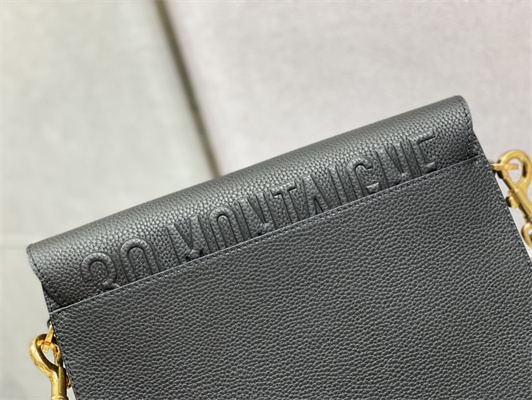 CD Large Di.or Bobby Bag Black Grained Calfskin With Blue Di.or Oblique Emb Shoulder Strap