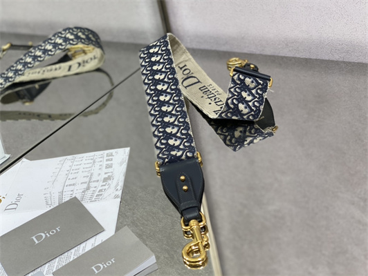 CD Large Di.or Bobby Bag Blue Box Calfskin With Blue Di.or Oblique Emb Shoulder Strap