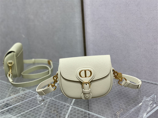 CD Small Di.or Bobby Bag Grained Calfskin White