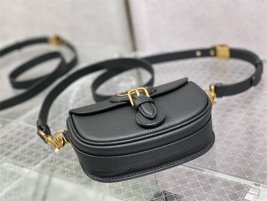 CD Small Di.or Bobby Bag Grained Calfskin Black
